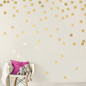 Easy Peel + Stick Gold Wall Decal Dots – 2 Inch (200 Decals) – Safe on Walls & Paint – Metallic Vinyl Polka Dot Decor – Round Circle Art Glitter Stickers – Large Paper Sheet Baby Nursery Room Set