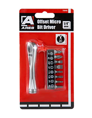 ARES 70040-1/4-Inch Drive Close Quarter Micro Bit Ratchet | Mini Screwdriver with High Torque 72-Tooth Gearhead – 5 Degree Sweep – Spring Loaded Detent Ball Bit Holder | The Storepaperoomates Retail Market - Fast Affordable Shopping