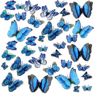 Wall Decal Butterfly, Topixdeals 36 PCS 3D Butterfly Stickers with Double Wings, Sponge Gum and Pins, Removable Wall Sticker Decals for Room Home Nursery Decor
