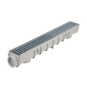 NDS 864GMTL 5-Inch Pro Channel Drain Kit with Metal Grate, 5 in, Gray