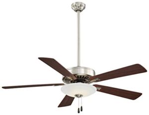 Minka-Aire F656L-BN/DW Contractor Uni-Pack 52 Inch LED Pull Chain Ceiling Fan in Brushed Nickel Finish and Reversible Medium Maple/Dark Walnut Blades