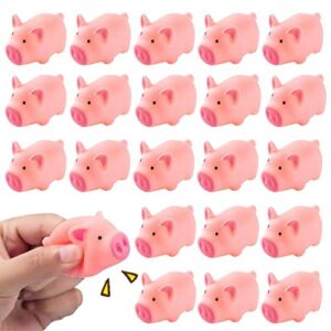 HAKACC 20 PCS mini Rubber Pig Baby Bath Toys Pink Rubber Screaming Sound Piggie Party Favors for Kids