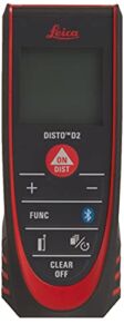 Leica 838725 DISTO D2 New 330ft Laser Distance Measure with Bluetooth 4.0, Black/Red, 1.7 x 1 x 4.6 inches