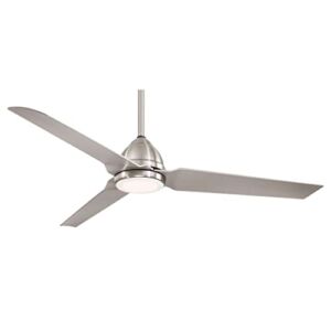 Minka-Aire F753L-BNW Protruding Mount, 3 Silver Blades Ceiling fan with 17 watts light, Brushed Nickel