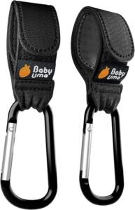 Stroller Hooks for Hanging Bags and Shopping – MadeForMums & Lovedbyparents Award-Winning Stroller Clips – Universal Stroller Clips for Bags – Black, 2 Pack by Baby Uma
