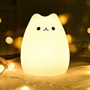 CUTE KITTY NIGHT LIGHT, GoLine Gifts for Women Teen Girls Baby,Night Lights for Kids Bedroom, Cute Christmas Kitty Silicone Nightlights for Children Toddler.(MULTICOLOR LIGHT)