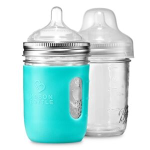 Mason Bottle 8 Ounce Glass Baby Bottles DIY Kit: Convert Your Mason Jars from Home, Non-Toxic, BPA and BPS Free, 100% Made in The USA