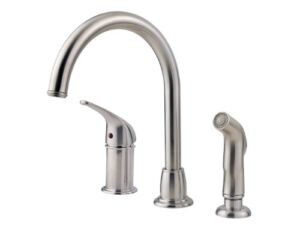 Pfister LF-WK1-680S Cagney 1-Handle Kitchen Faucet with Side Spray in Stainless Steel, 1.8gpm