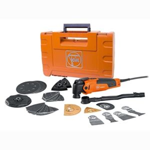 Fein MultiMaster Tool FMM 350 QSL Top Oscillating Kit – 350W Corded Multi Tool for Interior Work and Renovation – 10,000-19,500 OPM – 72295261090