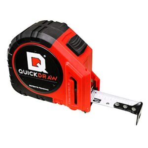 25′ Foot QUICKDRAW PRO Self Marking Tape Measure – 1st Measuring Tape with a Built in Pencil – Contractor Grade Steel Tape – 25 Foot Power Locking Tape Ruler