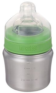 Klean Kanteen Kid Baby Bottle with Lid, Brushed Stainless, One Size/5 oz
