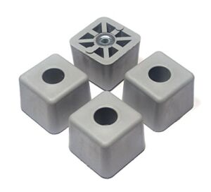 4 Large Gray Cube Square Heavy Duty Rubber Feet Bumpers – 1.125 H X 1.500 W – Made in USA – Heavy Duty Non Marking for Furniture, Tables, Chairs, Desks, Benches. RoHS, Reach Compliant/Prop 65 Free