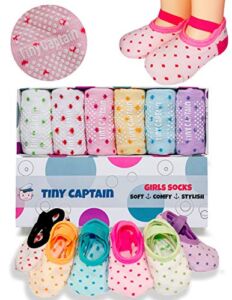 Baby Toddler Girls Grip Socks 1-3 Year Old Anti Slip w/ Strap Socks Girl 1 Yr Old Gift (Rainbow – 6 Pairs, 1-3T)