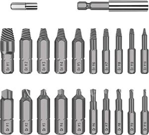22PCS-Damaged Screw Extractor Set, High Speed Stripped Screw Extractor Steel, All-Purpose H.S.S 4341 Socket Adapter Screw Removal Set with Magnetic Extension
