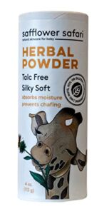 Herbal Baby Powder – Talc-Free Organic Arrowroot, Paraben-Free, Hypoallergenic, Vegan, All-Natural, Plant-Derived, Made in USA by Safflower Safari