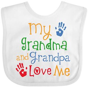 Inktastic My Grandma and Grandpa Love Me Baby Bib White 26a30