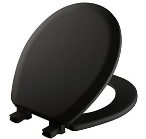 MAYFAIR 841EC 047 Cameron Toilet Seat will Never Loosen and Easily Remove, Round (Pack of 1), Durable Enameled Wood, Black