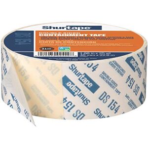 Shurtape DS 154 Double-Sided Containment Tape, Painter’s Tape and Sticks to Plastic Sheets, For Painting and Remodeling, 48mm x 23 Meters, Natural, 1 Roll (104333)