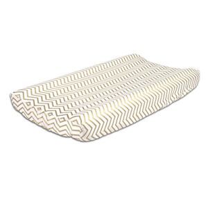 The Peanutshell Chevron Cotton Changing Pad Cover in Gold