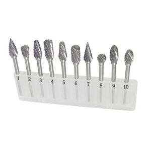 10 Pcs Double cut Tungsten Carbide Burr, 1/8 Inch Shank Rotary Carving Bits For Dremel