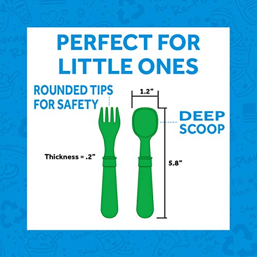 RE-PLAY Made in USA 8pk Toddler Feeding Spoon and Fork Set| Made from BPA Free Eco Friendly Recycled Milk Jugs – Virtually Indestructible | Aqua, Sunny Yellow, Lime & Teal | Dishwasher Safe |Aqua Asst | The Storepaperoomates Retail Market - Fast Affordable Shopping