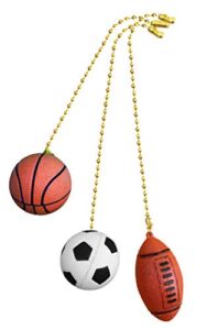 Basketball, Soccer Ball, Football fan Pull with beaded chain 3 pack – FA1000