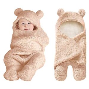 XMWEALTHY Cute Newborn Baby Boys Girls Blankets Plush Swaddle Blankets Brown