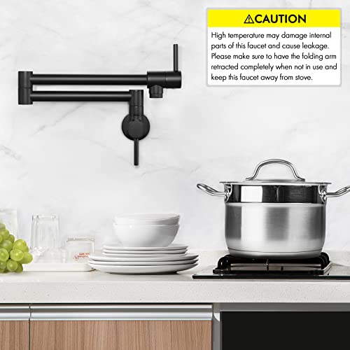 KES Kitchen Pot Filler Folding Faucet Brass Double Joint Swing Arm Sink Faucet Articulating Wall Mount Two Handle Matte Black, KN926LF-BK | The Storepaperoomates Retail Market - Fast Affordable Shopping