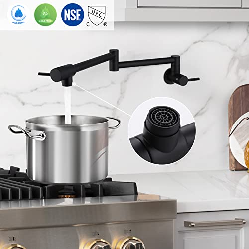 KES Kitchen Pot Filler Folding Faucet Brass Double Joint Swing Arm Sink Faucet Articulating Wall Mount Two Handle Matte Black, KN926LF-BK | The Storepaperoomates Retail Market - Fast Affordable Shopping