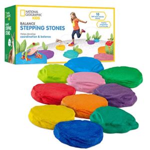 NATIONAL GEOGRAPHIC Stepping Stones for Kids – 10 Durable Stones Encourage Toddler Balance & Gross Motor Skills, Indoor & Outdoor Toys, Toddler Stepping Stones, Balance Stones, Kids Obstacle Course