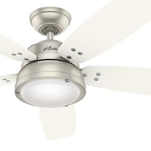 Hunter Fan 52 inch Modern Matte Nickel Indoor/Outdoor Ceiling Fan with LED Light Kit (Renewed)