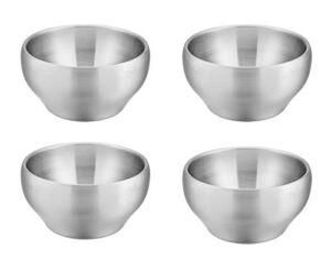 Bowls for Kids Toddlers, E-far 12 Ounce Double-deck SUS304 Stainless Steel Bowls for Baby Children, Healthy & Matte Finish, Insulated & Shatterproof – Set of 4