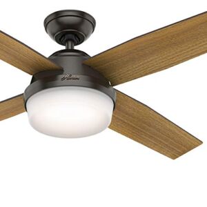 Hunter Fan 52 inch Contemporary Nobel Bronze Indoor Ceiling Fan with LED Light Kit and Remote Control (Renewed)