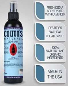 Colton’s Natural Cedar Spray – 4 ounce – With Lavender Extract – Non-Chemical Wood Protection – for Cedar Wood – Restores Scent 4oz Bottle – Closets & Drawers
