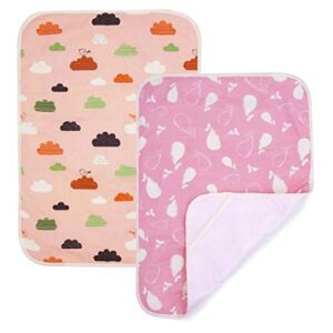 PEKITAS 2 Pack Waterproof Diaper Changing Pads Travel Friendly Super Soft Fabric Size 23 X 29.5 inches (Large,1-3 Year),Pink Series