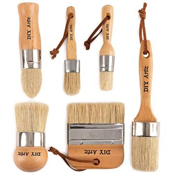 Chalk & Wax Paint Brush (Set of 6) for Waxing & Painting Projects – 100% Natural Boar Bristles, Ergonomic Handles, Minimum Shedding – Smooth Coverage for Furniture, Milk Paint & Stencil | The Storepaperoomates Retail Market - Fast Affordable Shopping