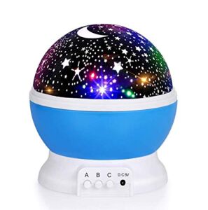 Luckkid Baby Night Light Moon Star Projector 360 Degree Rotation – 4 LED Bulbs 9 Light Color Changing with USB Cable, Unique Gifts for Men Women Kids Best Baby Gifts