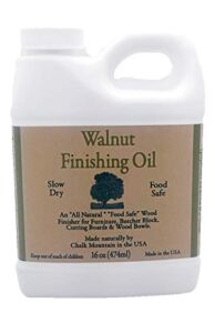 Chalk Mountain Brushes 16oz Walnut Oil Food Safe Finisher. Great for Wooden Utensils & Bowls. Preserve and Beautifies Unfinished Wood. 1 Pack
