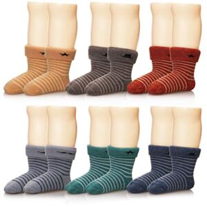 Eocom 6 Pairs Children’s Winter Thick Warm Wool Socks Soft Kids Socks Random Color (1-3 Years, Stripe)