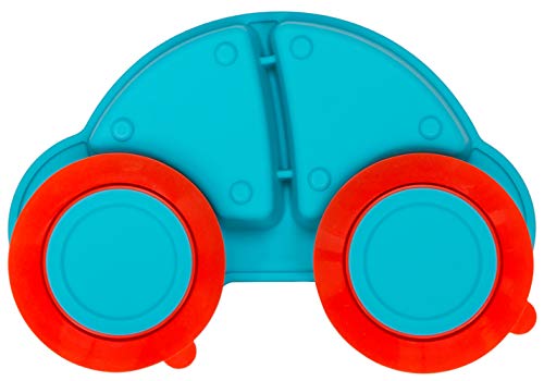 Silicone Divided Toddler Plates – Portable Non Slip Suction Feeding Plates for Children Babies and Kids BPA Free Baby Dinner Plate (Car-Blue) | The Storepaperoomates Retail Market - Fast Affordable Shopping
