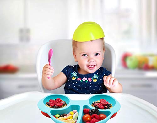 Silicone Divided Toddler Plates – Portable Non Slip Suction Feeding Plates for Children Babies and Kids BPA Free Baby Dinner Plate (Car-Blue) | The Storepaperoomates Retail Market - Fast Affordable Shopping