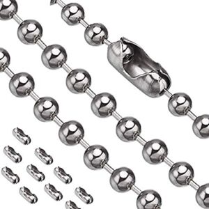 Pull Chain, 10 Feet Stainless Steel Bead Chain, Rustproof &Great Pulling Force, 6 Size, 3.2mm Pull Chain Extension with 10 Free Clasp Connectors- Silver (10 Feet)