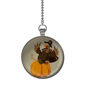 Gotham Decor Thanksgiving Turkey on Pumpkin Fan/Light Pull Pendant with Chain