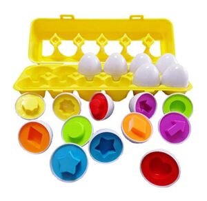 J-hong Matching Eggs 12 pcs Set Easter Eggs – Educational Color & Shape Recognition Sortere Skills Study Toys, Learning Toy Gift for Toddler 1 2 3 Year Old