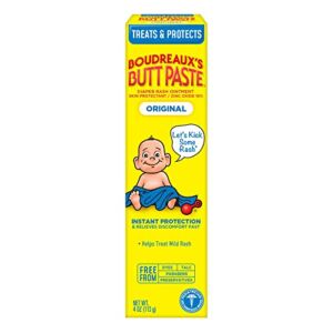 Boudreaux’s Butt Paste Original Diaper Rash Cream, Ointment for Baby, 4 oz Tube