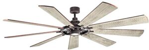 Kichler 300285WZC Gentry XL 85″ Ceiling Fan with LED Lights and Wall Control, Weathered Zinc