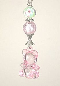 Baby Pink Teddy Bear and Faceted Glass Ceiling Fan Pull