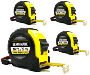 Benchmark – 4 Pack – 16 Foot Tape Measure – HG Series – Retractable, Autowind and Lock
