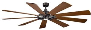 Kichler 300285AVI Gentry XL 85″ Ceiling Fan with LED Lights and Wall Control, Anvil Iron