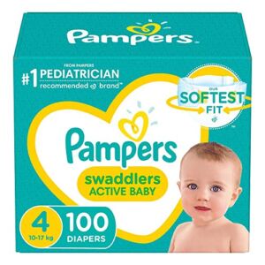Diapers Size 4, 100 Count – Pampers Swaddlers Disposable Baby Diapers, Giant Pack (Packaging May Vary)